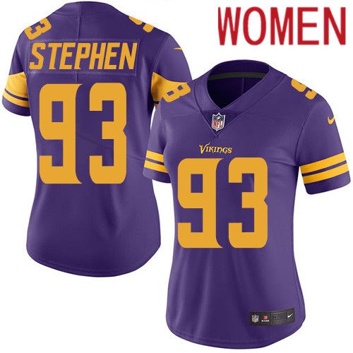 Women Minnesota Vikings 93 Shamar Stephen Nike Purple Vapor Limited Rush NFL Jersey